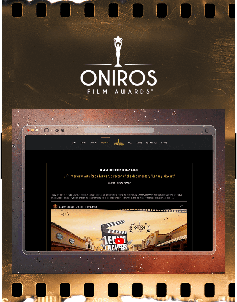 The provided images document the media coverage and production milestones for "Legacy Makers," a cinematic docu-series scheduled for a global release in Summer 2025.